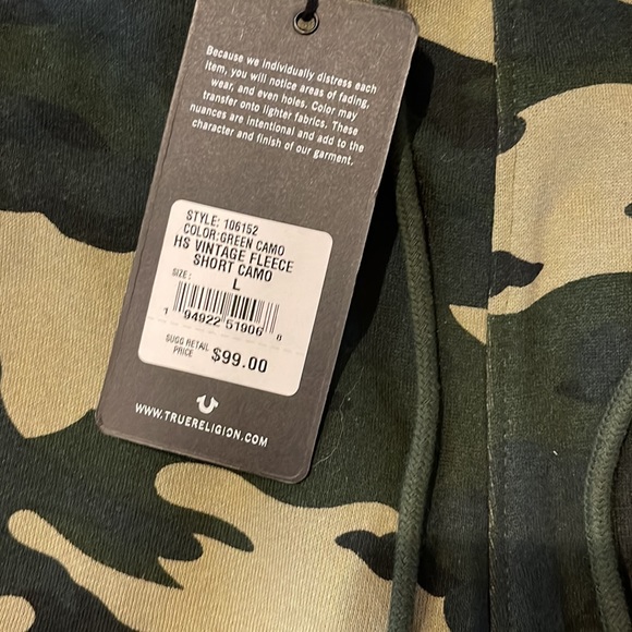 True Religion Vintage Fleece Shorts LARGE - Picture 5 of 8